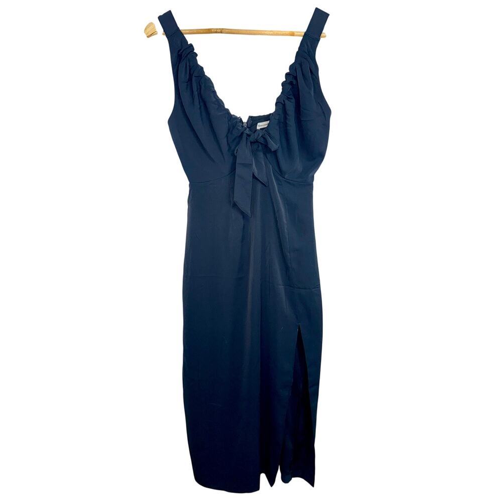 Abercrombie & Fitch Black Ruffle Sleeveless Side Slit Formal Maxi Dress Womens S